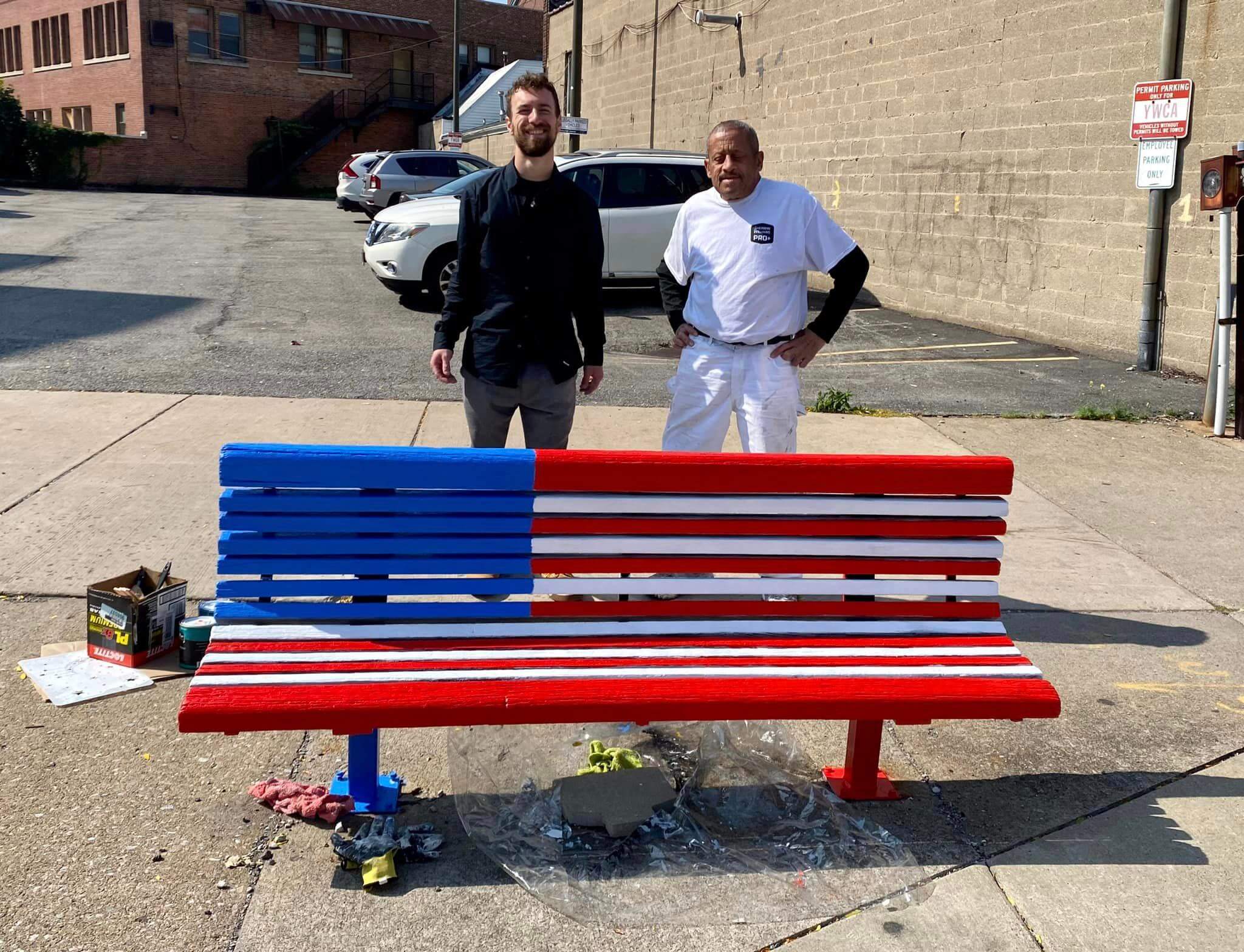 Restored painted bench